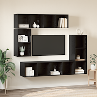 vidaXL TV-bänkset med lagring 4 pcs Svart ek Konstruerat trä