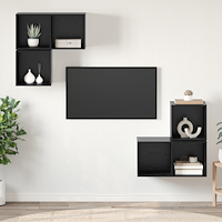 vidaXL TV-bänkset 4 pcs Svart ek 37 x 37 x 72 cm Konstruerat trä