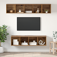 vidaXL TV-bänkset 4 pcs Gammalt trä 37 x 37 x 142.5 cm Konstruerat trä