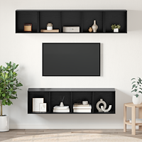 vidaXL TV-bänkset 4 pcs Svart ek 37 x 37 x 142.5 cm Konstruerat trä