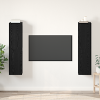 vidaXL TV-bänkset 4 pcs Svart ek 30.5 x 30 x 60 cm Konstruerat trä