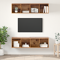 vidaXL TV-bänkset 2 pcs Gammalt trä 37 x 37 x 142.5 cm Konstruerat trä