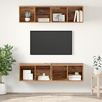 vidaXL Vägg TV Skåp 4 pcs Gammalt trä 37 x 37 x 72 cm Konstruerat trä