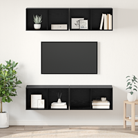 vidaXL Vägg TV Skåp 4 pcs Svart ek 37 x 37 x 72 cm Konstruerat trä