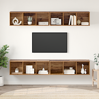 vidaXL Vägg TV Skåp 4 pcs Gammalt trä 37 x 37 x 107.5 cm Träkomposit