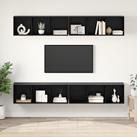 vidaXL Vägg TV Skåp 4 pcs Svart ek 37 x 37 x 107.5 cm Träkomposit
