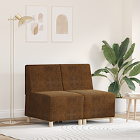 vidaXL Soffstol med kudde 2 pcs Brun 55 cm Faux mockaläder