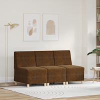 vidaXL Soffstol med kudde 3 pcs Brun 55 cm Faux mockaläder
