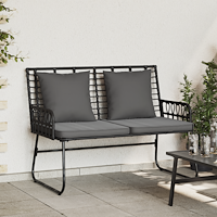 vidaXL Trädgårdsbänk med kudde Svart, Antracit 113 x 69 x 83 cm