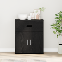 vidaXL Sideboard med låda med hylla med lagring med dörr Svart ek 60 x 31 x 70 cm Konstruerat trä