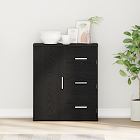 vidaXL Sideboard med låda med hylla med lagring med dörr Svart ek 60 x 31 x 70 cm Konstruerat trä