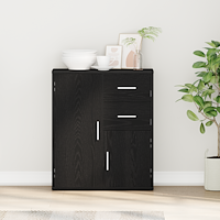 vidaXL Sideboard med låda med hylla med lagring med dörr Svart ek 60 x 31 x 70 cm Konstruerat trä