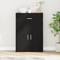 vidaXL Sideboard med låda med hylla med lagring med dörr Svart ek 79 x 38 x 80 cm Konstruerat trä