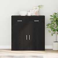 vidaXL Sideboard med låda med hylla med lagring med dörr Svart ek 79 x 38 x 80 cm Konstruerat trä