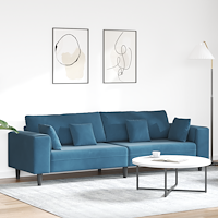 vidaXL Soffa med kudde Blå 250 x 77 x 76 cm Sammet