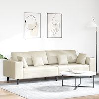 vidaXL Soffa med kudde Kräm 250 x 77 x 76 cm Sammet