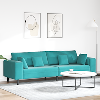 vidaXL Sammetsoffa med kudde Turkos 208 cm Sammet