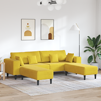 vidaXL Sammetsoffa med kudde med kudde 3 pcs Gul 208 cm Sammet