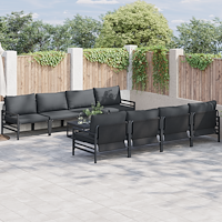 vidaXL Trädgårdsoffset 9 pcs Antracit 70 x 70.5 x 31.5 cm Stål & tyg