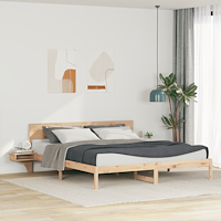 vidaXL Sängram med huvudgavel Brun 200 x 200 cm Massiv furu