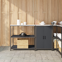 vidaXL Köksförvaringsset med hylla 2 pcs Antracit 150 x 50 x 92 cm