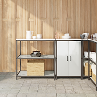 vidaXL Köksförvaringsset med hylla 2 pcs Silver 150 x 50 x 92 cm