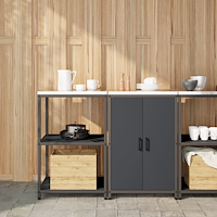vidaXL Köksförvaringsset med hylla 2 pcs Antracit 120 x 50 x 92 cm