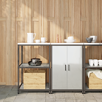vidaXL Köksförvaringsset med hylla 2 pcs Silver 120 x 50 x 92 cm