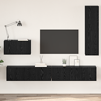 vidaXL Vägg TV Skåp med hylla Övrigt med lagring med dörr 4 pcs Svart ek