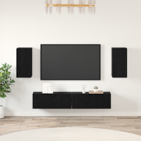 vidaXL TV-skåpset med hylla med lagring med dörr 4 pcs Svart ek 80 x 30 x 30.5 cm