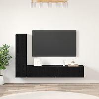 vidaXL Vägg TV Skåp med hylla med lagring med dörr 4 pcs Svart ek Konstruerat trä