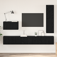 vidaXL TV-bänkset 4 pcs Svart ek 30.5 x 30 x 110 cm Konstruerat trä