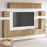 vidaXL TV-bänkset med hylla 8 pcs Hantverks-ek Medium Konstruerat trä