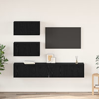 vidaXL TV-Bänk Set 4 pcs Svart ek 80 x 30 x 30 cm Konstruerat trä