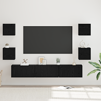 vidaXL TV-bänkset Övrigt med lagring med dörr 7 pcs Svart ek Medium 180 x 30 x 30 cm