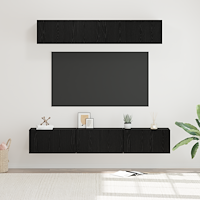 vidaXL TV-bänkset med hylla med lagring med dörr 5 pcs Svart Ek Medium 80 x 30 x 30.5 cm