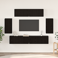 vidaXL Vägg TV Skåp med lagring med dörr 6 pcs Svart ek Konstruerat trä