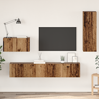 vidaXL Vägg TV Skåp med hylla Övrigt med lagring med dörr 4 pcs Gammal trä Medium Ingenjörsträ