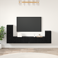 vidaXL Vägg TV Skåp med hylla med lagring med dörr 4 pcs Svart ek Konstruerat trä