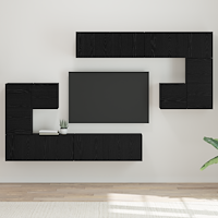 vidaXL TV-bänkset med lagring med dörr 8 pcs Svart ek