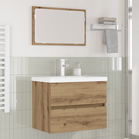 vidaXL Badrumsmöbelset med lagring med spegel 3 pcs Svart ek 60 x 38.5 x 45 cm