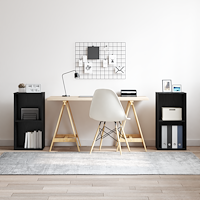 vidaXL TV-bänkset 2 pcs Svart Ek 37 x 35 x 107 cm Konstruerat trä