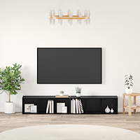 vidaXL TV-bänkset 2 pcs Svart Ek 37 x 35 x 107 cm Konstruerat trä
