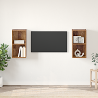 vidaXL Vägg TV Skåp 2 pcs Gammal trä 37 x 37 x 72 cm Konstruerat trä