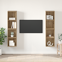 vidaXL Vägg TV Skåp 4 pcs Hantverks-ek 37 x 37 x 72 cm Konstruerat trä
