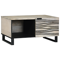 vidaXL Kaffeebord Vit, Svart 80 x 50 x 40 cm Massivt mangoträ