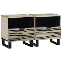 vidaXL Sängbord med låda 2 pcs Vit och svart 40 x 33 x 46 cm