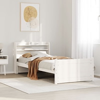 vidaXL Sängram med huvudgavel utan madrass vit 100x200 cm