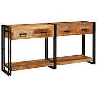 vidaXL Konsolbord 2 pcs Brun 160 x 33 x 75 cm Massivt grovt mangoträ