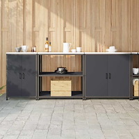 vidaXL Köksförvaringsset med hylla 3 pcs Antracit 240 x 50 x 92 cm